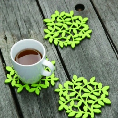 浅绿树形图案创意设计亚克力杯垫